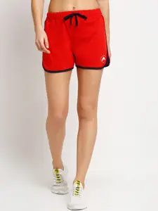 Rute Women Red Solid Slim Fit Sports Shorts