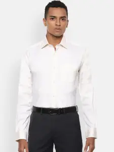 Van Heusen Men Cream-Coloured Regular Fit Solid Casual Shirt
