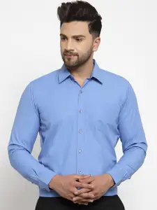 Style Quotient Men Sky Blue Slim Fit Solid Formal Shirt