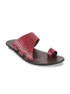 Mochi Men Maroon Leather Comfort Sandals
