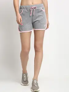 Rute Women Grey Solid Slim Fit Regular Shorts