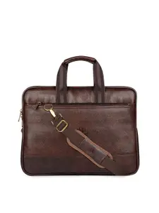THE CLOWNFISH Unisex Brown Textured Laptop Bag