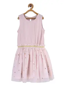 Miyo Girls Pink Embellished Fit and Flare Dress