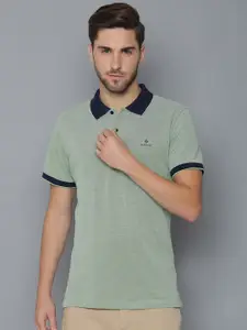 GANT Men Green Self Design Polo Collar T-shirt