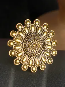 ANIKAS CREATION Oxidised Gold-Plated Adjustable Finger Ring