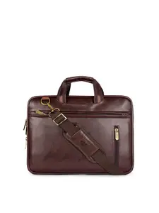 THE CLOWNFISH Unisex Brown Textured Laptop Bag