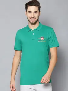 GANT Men Green Solid Polo Collar T-shirt