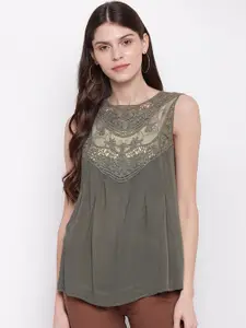 Mayra Olive Green A-line Top