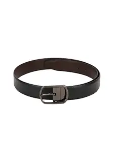 Teakwood Leathers Men Black & Brown Textured Leather Belt