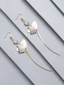 Golden Peacock Gold-Toned & Silver-Toned Contemporary Drop Earrings