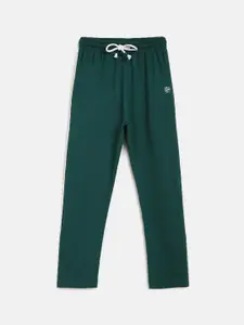 Lil Tomatoes Boys Green Solid Straight-Fit Track pants