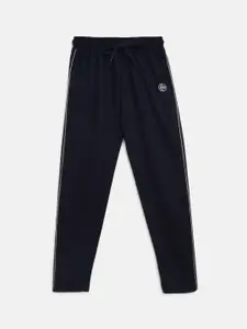 Lil Tomatoes Boys Navy Blue Straight-Fit Track Pants