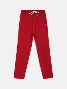 Lil Tomatoes Boys Red Solid Straight-Fit Track Pants
