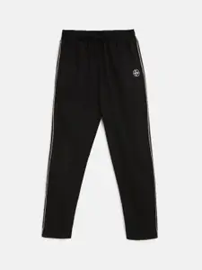 Lil Tomatoes Boys Black Solid Straight-Fit Track Pants