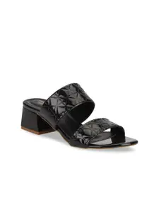 Truffle Collection Women Black Textured Sandals