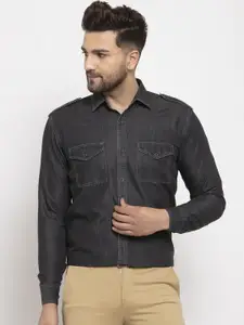 JAINISH Men Black Regular Fit Solid Formal Shirt