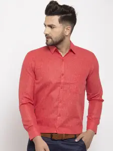 JAINISH Men Red Solid Regular Fit Printed Formal Shirt
