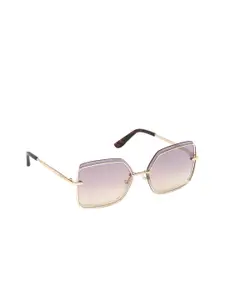 Guess Men Purple Lens & Gold-toned Square Sunglasses With Uv Protected Lens GU7618 59 32Z