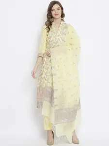Safaa Pink & White Cotton Blend Woven Design Unstitched Dress Material For Summer