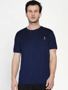 ARMISTO Men Blue Solid Round Neck Dri-fit T-shirt