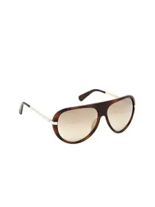 Guess Men Mirrored Lens & Brown Aviator Sunglasses With UV Protected Lens GU6964 61 52C