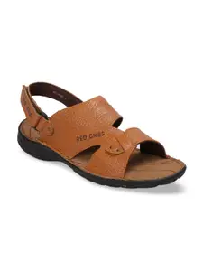 Red Chief Men Tan Brown Solid Leather Comfort Sandals