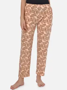 Klamotten Women Peach & Brown Printed Lounge Pants
