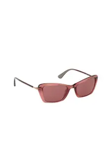 Guess Women Brown Lens & Square Sunglasses With Uv Protected Lens GU7654 52 69S