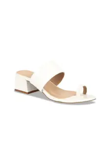 Truffle Collection Women White Solid Sandals