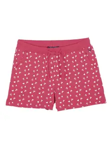 Allen Solly Junior Girls Pink Printed Regular Fit Regular Shorts