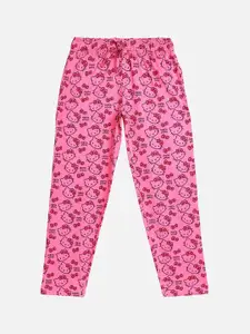Kids Ville Girls Pink Hello Kitty Print Lounge Pants