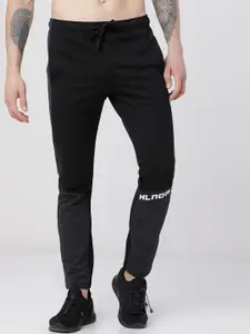 HIGHLANDER Men Black & Grey Colorblocked Slim-Fit Track Pants