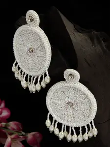 Moedbuille Handwoven Beads & Stone Studded Contemporary Design Handcrafted Chandbalis