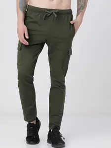 HIGHLANDER Men Olive Green Solid Slim-Fit Track Pants