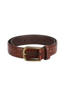 Aditi Wasan Men Tan Brown Croc Skin Textured Genuine Leather Belt