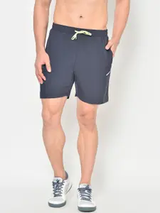 PERFKT-U Men Navy Blue Solid Regular Fit Sports Shorts