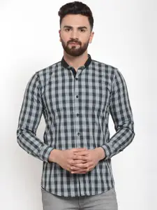 Purple State Men Grey Slim Fit Checked Casual Shirt