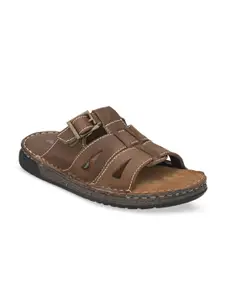 Delize Men Brown Leather Comfort Sandals