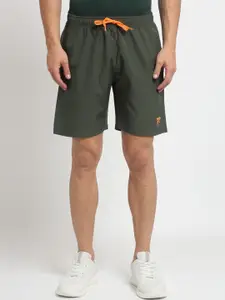 PERFKT-U Men Olive Green Solid Regular Fit Sports Shorts