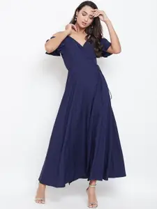 Berrylush Women Navy Blue Solid Maxi Dress