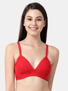 shyaway Red Solid Non-Wired Lightly Padded Everyday Bra ST019