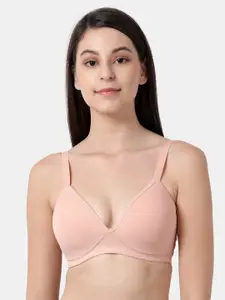 shyaway Peach-Coloured Solid Non-Wired Lightly Padded Everyday Bra ST019-AlesanSkin