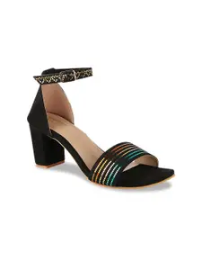 Shoetopia Women Black Embellished Block Heels