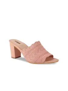 Shoetopia Women Pink Woven Design Peep Toes