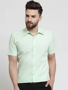 Purple State Men Green Slim Fit Solid Formal Shirt