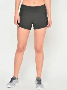 PERFKT-U Women Black Solid Regular Fit Sports Shorts