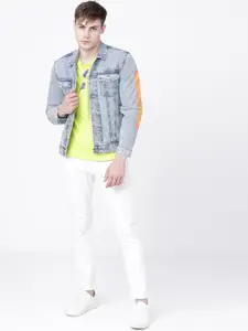 LOCOMOTIVE Men Blue Solid Denim Jacket