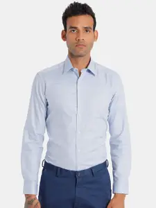 Arrow New York Men Blue Slim Fit Self Design Formal Shirt
