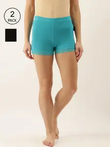 zebu Women Pack of 2 Solid Lounge Shorts
