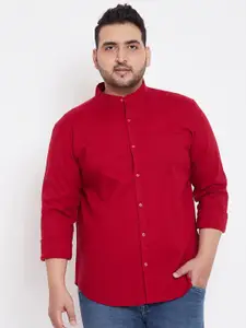 Instafab Plus Men Red Regular Fit Solid Plus Size Casual Shirt